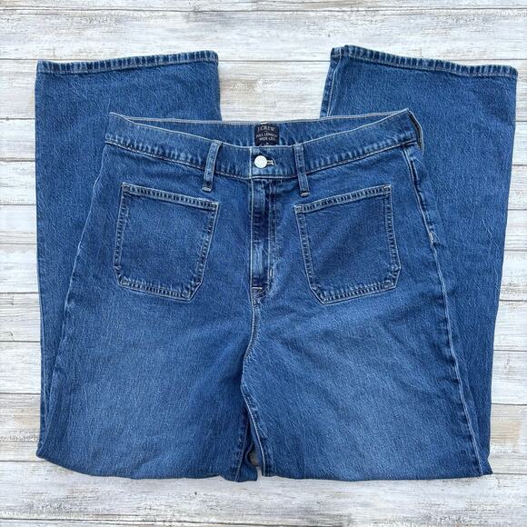J. Crew Denim - J. Crew Jeans Sz 31 Full Length Wide Leg Faded Med Wash High Rise Casual Skater